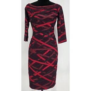 Romyda Keth Burgundy Red Ribbon Cocktail Dress Medium
